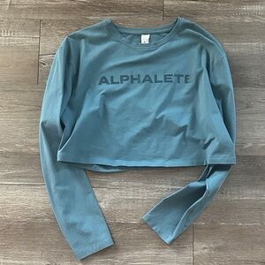 Alphalete Women's Teal Long Sleeve Crop Top